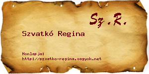 Szvatkó Regina névjegykártya